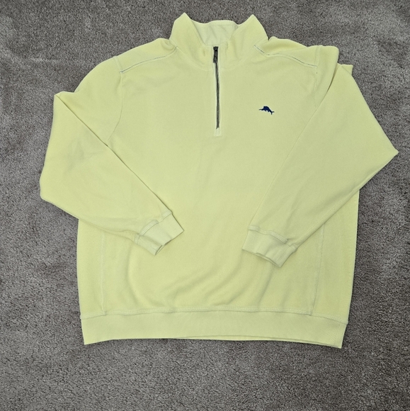 Tommy Bahama Tobago Bay Half Zip Sweatshirt Fresh Lemon Color  Size XXL Preppy - Picture 7 of 14